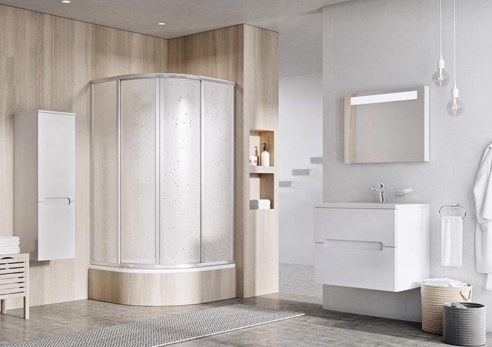RAVAK SUPERNOVA SKCP4 SABINA 90 sprchový kout 90x90 cm, R500, snížený, posuvné dveře, satin/plast pearl 31177VU0011 Obrázek - fotka
