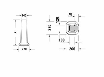 DURAVIT 1930 sloup pro umyvadlo 0857910000 Technický nákres