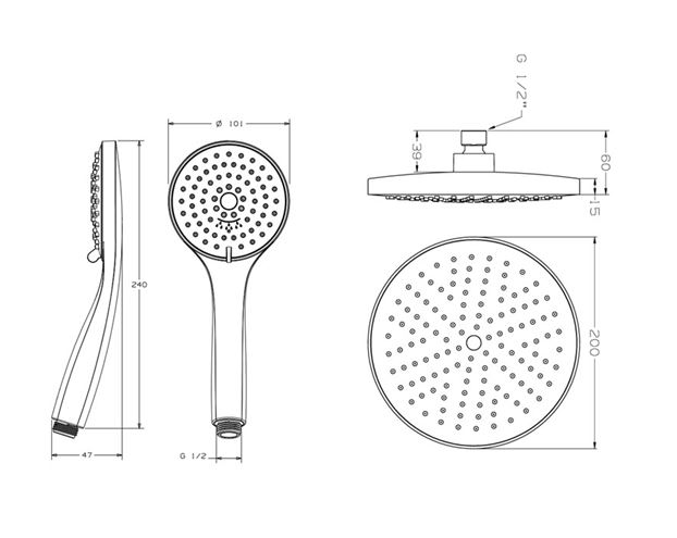 CONCEPT 100 sprchový set s termostatickou baterií, horní sprcha, ruční sprcha se 3 proudy, tyč, hadice, chrom PM10109/CO Obrázek - fotka