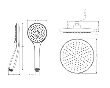 CONCEPT 100 sprchový set s termostatickou baterií, horní sprcha, ruční sprcha se 3 proudy, tyč, hadice, chrom PM10109/CO Obrázek - fotka