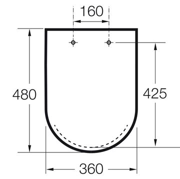 ROCA INSPIRA SQUARE WC sedátko, SoftClose, bílá A80153200B Technický nákres