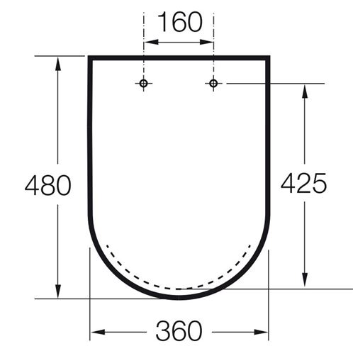 ROCA INSPIRA SQUARE WC sedátko, SoftClose, bílá A80153200B Technický nákres