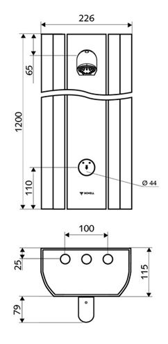 SCHELL LINUS DP-SC sprchový panel, eloxovaný hliník 008030899 Technický nákres