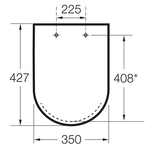 ROCA THE GAP SQUARE WC sedátko, SoftClose, bílá A80173200B Technický nákres