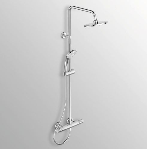 IDEAL STANDARD CERATHERM sprchový set s termostatickou baterií, horní sprcha, ruční sprcha se 3 proudy, tyč, hadice, chrom A7208AA Obrázek - fotka