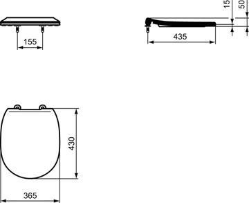 CONCEPT CUBE WC sedátko ultra ploché, bílá E772501 Technický nákres