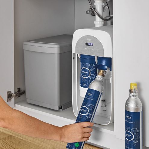 GROHE BLUE HOME dřezová elektronická baterie, s vytahovací koncovkou, s filtračním a chladícím zařízením, Bluetooth, napájení ze sítě, supersteel 31543DC0 Obrázek - fotka
