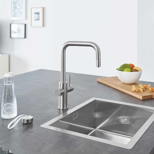 GROHE BLUE HOME dřezová elektronická baterie, s vytahovací koncovkou, s filtračním a chladícím zařízením, Bluetooth, napájení ze sítě, supersteel 31543DC0 Obrázek - fotka