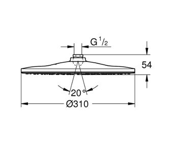 GROHE RAINSHOWER MONO 310 horní sprcha pr. 310 mm, chrom 26561000 Technický nákres
