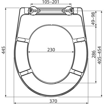 ALCA A602 WC sedátko, bílá A602 Technický nákres