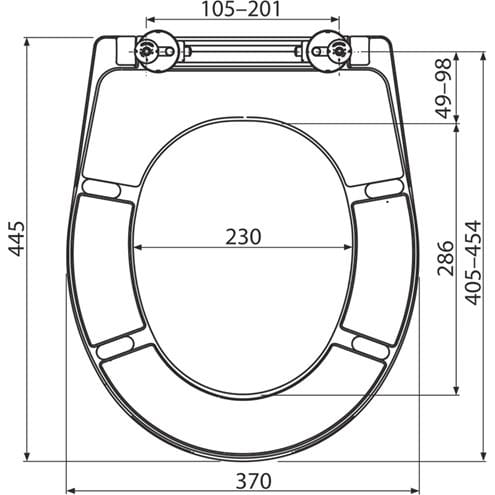 ALCA A602 WC sedátko, bílá A602 Technický nákres