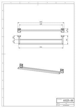 NOVASERVIS METALIA 12 držák ručníků 650 mm, chrom 0225,0 Technický nákres