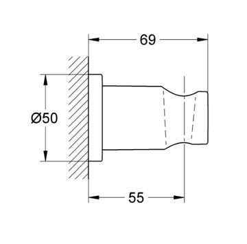 GROHE RAINSHOWER nástěnný držák ruční sprchy, Hard Graphite 27074A00 Technický nákres