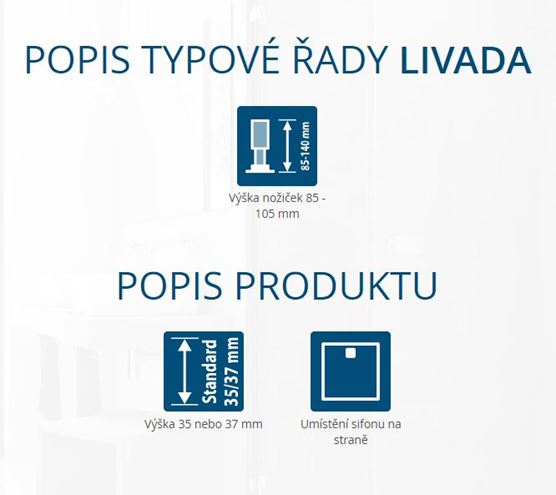 RONAL LIVADA W20Q sprchová vanička 80x80 cm, litý mramor, bez nožiček W20Q 080 04 Obrázek - fotka