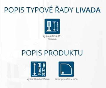 RONAL LIVADA W20R sprchová vanička 80x80 cm, R550, litý mramor, bez nožiček W20R 55 080 04 Obrázek - fotka