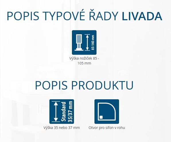 RONAL LIVADA W20R sprchová vanička 90x90 cm, R550, litý mramor, bez nožiček W20R 55 090 04 Obrázek - fotka