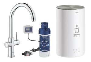 GROHE RED DUO dřezová elektronická baterie, s ohřevem, velikost M, GROHE ChildLock, napájení ze sítě, chrom