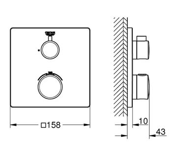 GROHE GROHTHERM sprchová podomítková termostatická baterie, chrom 24078000 Technický nákres