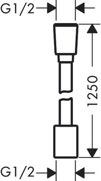 HANSGROHE DESIGNFLEX sprchová hadice 1250 mm, textilní, s ochranou proti překroucení a zlomení, chrom 28220000 Technický nákres