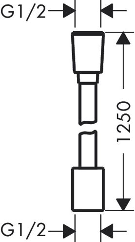 HANSGROHE DESIGNFLEX sprchová hadice 1250 mm, textilní, s ochranou proti překroucení a zlomení, chrom 28220000 Technický nákres