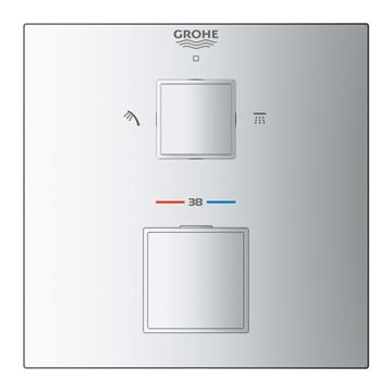 GROHE GROHTHERM CUBE sprchová podomítková termostatická baterie, pro 2 spotřebiče, chrom 24154000 Obrázek - fotka