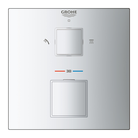 GROHE GROHTHERM CUBE sprchová podomítková termostatická baterie, pro 2 spotřebiče, chrom 24154000 Obrázek - fotka