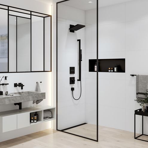 HANSGROHE PULSIFY E 260 2JET horní sprcha 260x260 mm, 2 proudy, s ramenem, EcoSmart, matná černá 24351670 Obrázek - fotka