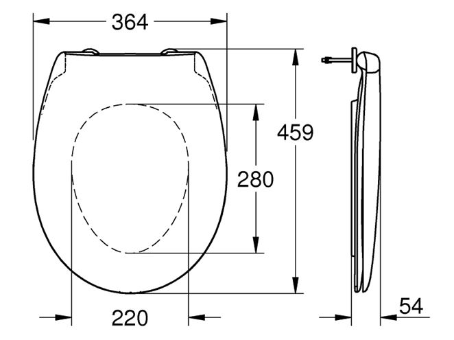 GROHE BAU CERAMIC WC sedátko, alpská bílá 39492000 Technický nákres