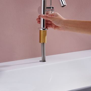 HANSGROHE TECTURIS S 110 Fine umyvadlová stojánková baterie, CoolStart, EcoSmart+, kartáčovaný bronz 73321140 Obrázek - fotka