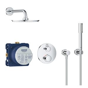 GROHE GROHTHERM sprchový set s podomítkovou termostatickou baterií, horní sprcha, ruční sprcha, hadice, kolínko, držák, chrom