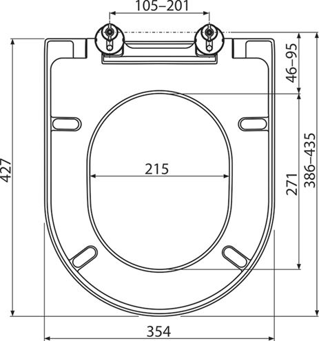 RAVAK UNI CHROME WC sedátko, SoftClose, bílá X01549 Technický nákres