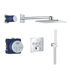 GROHE GROHTHERM SMARTCONTROL sprchový set s podomítkovou termostatickou baterií, horní sprcha, ruční sprcha, hadice, kolínko, držák, chrom