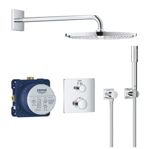 GROHE GROHTHERM sprchový set s podomítkovou termostatickou baterií, horní sprcha, ruční sprcha, hadice, kolínko, držák, chrom