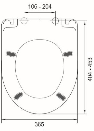 MKW DARIO METAL WC sedátko Slim, bílá S793V012 Technický nákres
