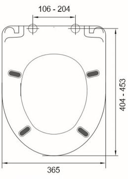 MKW DARIO METAL WC sedátko Slim, bílá S793V012 Technický nákres