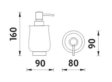 NIMCO LADA dávkovač tekutého mýdla 300 ml, keramika, staromosaz/bílá 1031LA-65 Technický nákres