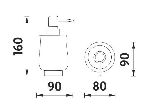 NIMCO LADA dávkovač tekutého mýdla 300 ml, keramika, staromosaz/bílá 1031LA-65 Technický nákres