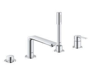 GROHE LINEARE baterie na okraj vany, 4-otvorová, s přepínačem, se sprchovou soupravou, chrom