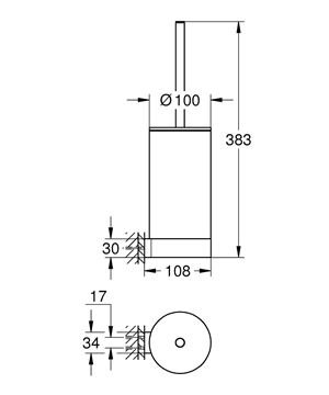 GROHE SELECTION WC štětka nástěnná, sklo/chrom 41076000 Technický nákres