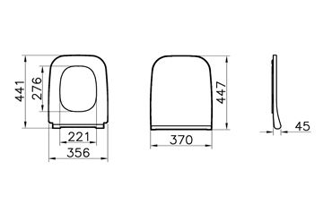 VITRA INTEGRA SQUARE WC sedátko Slim, SoftClosing, bílá 191-003R009 Technický nákres