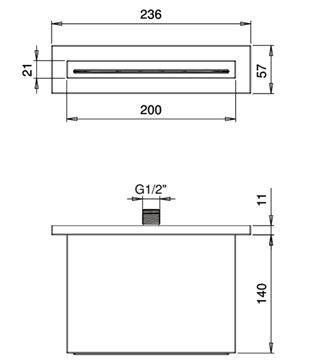 SANJET horní sprcha 236x140 mm, chrom E044086 Technický nákres