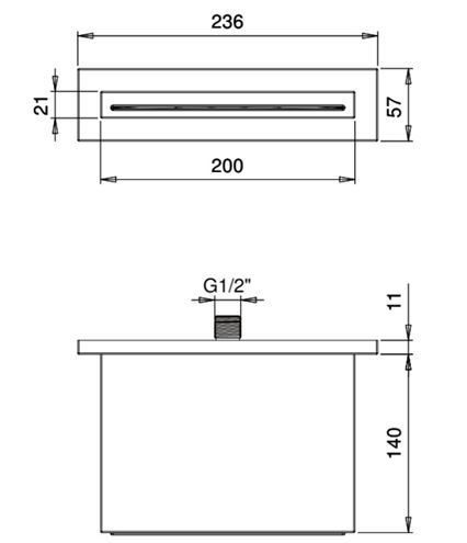 SANJET horní sprcha 236x140 mm, chrom E044086 Technický nákres
