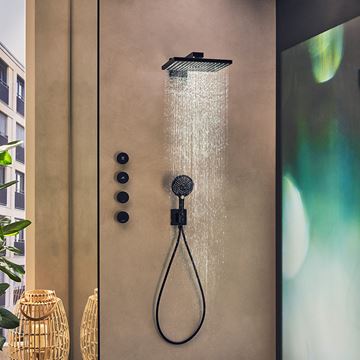 HANSGROHE RAINDANCE E 300 1JET horní sprcha 300x300 mm, s ramenem, matná černá 26238670 Obrázek - fotka