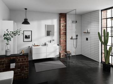 HANSGROHE TECTURIS E umyvadlová stojánková baterie, s odtokovou soupravou, CoolStart, EcoSmart+, matná černá 73014670 Obrázek - fotka