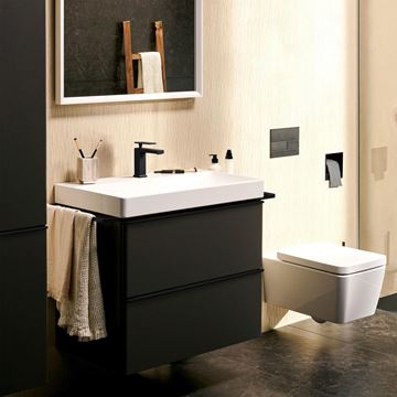 HANSGROHE TECTURIS E umyvadlová stojánková baterie, s odtokovou soupravou, CoolStart, EcoSmart+, matná černá 73014670 Obrázek - fotka