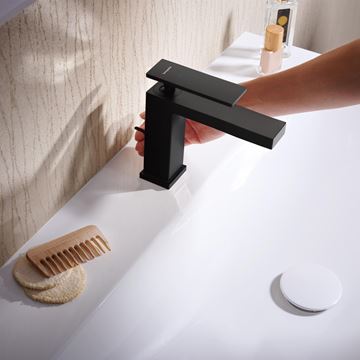 HANSGROHE TECTURIS E umyvadlová stojánková baterie, s odtokovou soupravou, CoolStart, EcoSmart+, matná černá 73014670 Obrázek - fotka