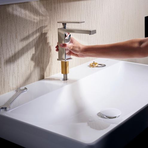 HANSGROHE TECTURIS E umyvadlová stojánková baterie, s odtokovou soupravou, CoolStart, EcoSmart+, chrom 73014000 Obrázek - fotka