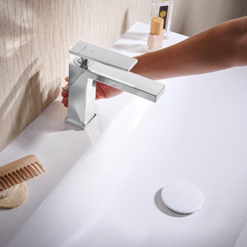 HANSGROHE TECTURIS E umyvadlová stojánková baterie, s odtokovou soupravou, CoolStart, EcoSmart+, chrom 73014000 Obrázek - fotka