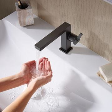 HANSGROHE TECTURIS E umyvadlová stojánková baterie, s odtokovou soupravou, CoolStart, EcoSmart+, matná černá 73020670 Obrázek - fotka