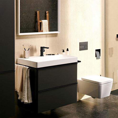 HANSGROHE TECTURIS E umyvadlová stojánková baterie, s odtokovou soupravou, CoolStart, EcoSmart+, matná černá 73020670 Obrázek - fotka